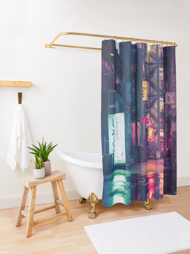 Alternate view of Film Noir Tokyo Shower Curtain