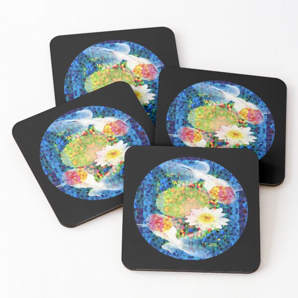 Item preview, Impressionistic Pointillism Blue Japanese Koi Pond  designed and sold by EightWinds.