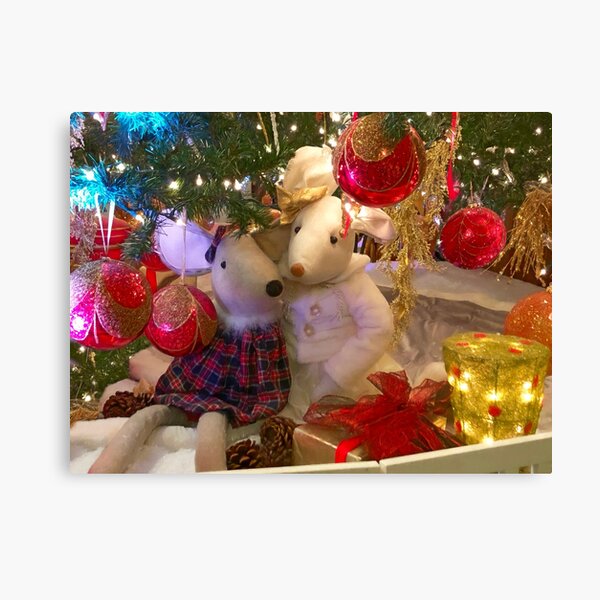 Cute Christmas Mouse Couple Canvas Print