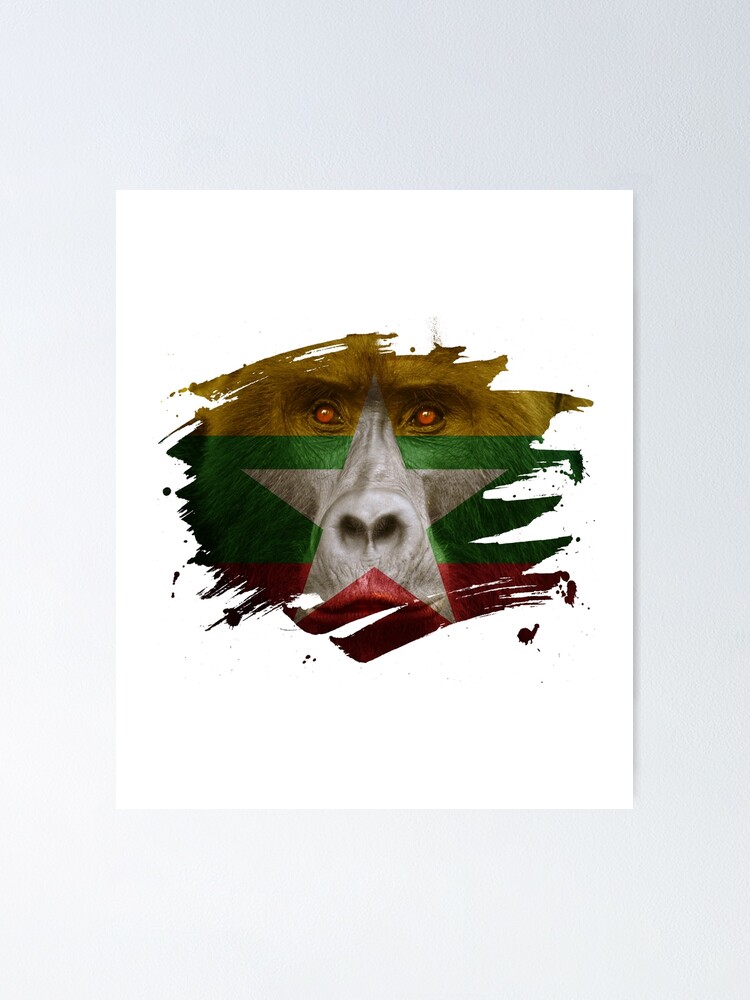 Myanmar Gorilla Flag Poster By Ockshirts Redbubble