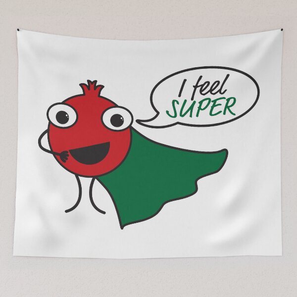 Item preview, Super Pomegranate Funny Cartoon Illustration designed and sold by sigdesign.