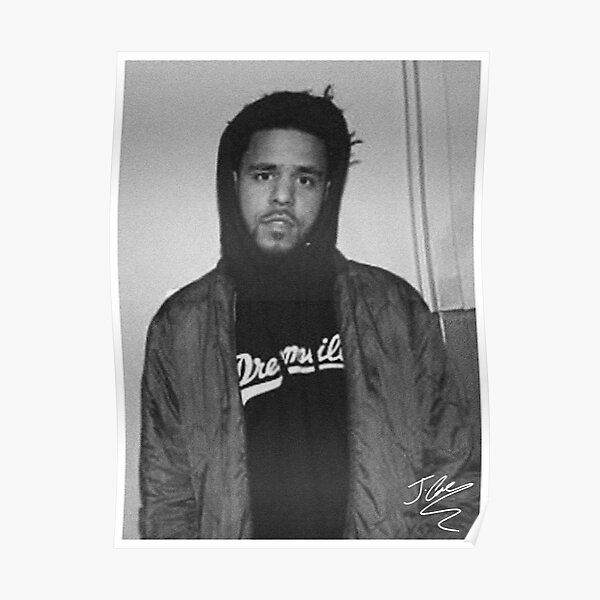 Black and White J. Cole Photo Signature Poster