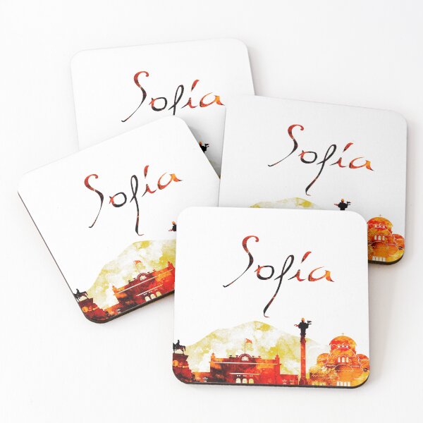 Item preview, Sofia Bulgaria Red Yellow Skyline designed and sold by DimDom.