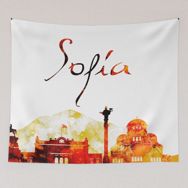 Item preview, Sofia Bulgaria Red Yellow Skyline designed and sold by DimDom.