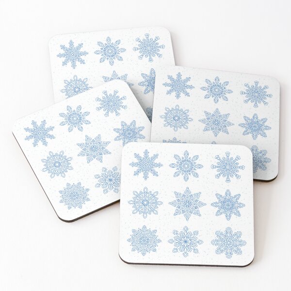 Artikelvorschau, Schneeflocke Wintermuster in Blau auf Weiß entworfen und verkauft von RosalieReeves.