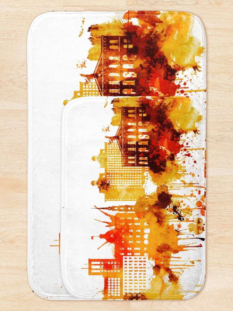 Alternate view of Savannah Georgia Red Yellow Skyline Bath Mat