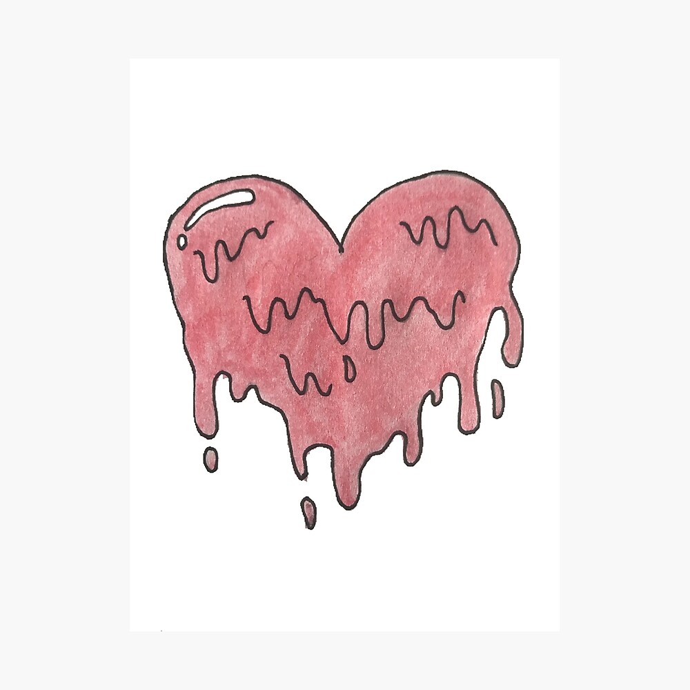 Dripping Love Heart Pink Drawing Sketch Sticker Poster For Sale By Mw04 Redbubble