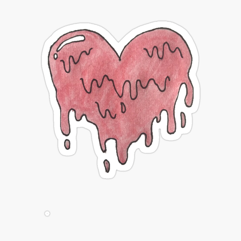 Dripping Love Heart Pink Drawing Sketch Sticker Poster For Sale By Mw04 Redbubble