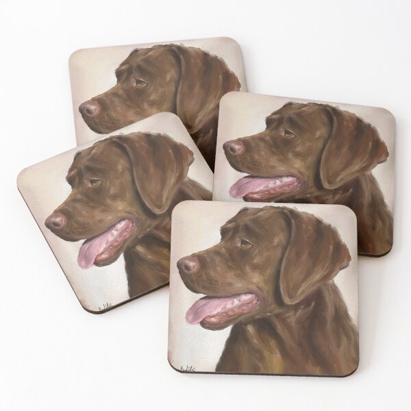 Item preview, Painting of a Chocolate Labrador Retriever with Its Tongue Out designed and sold by ibadishi.