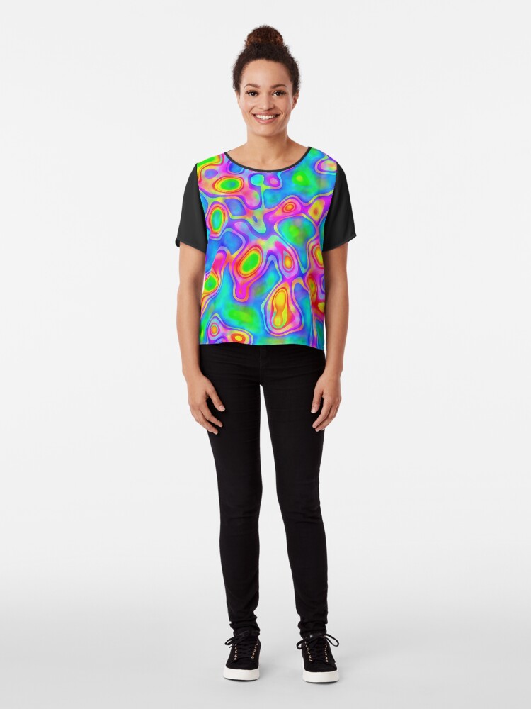 Alternate view of Random virtual color pixel abstraction Chiffon Top
