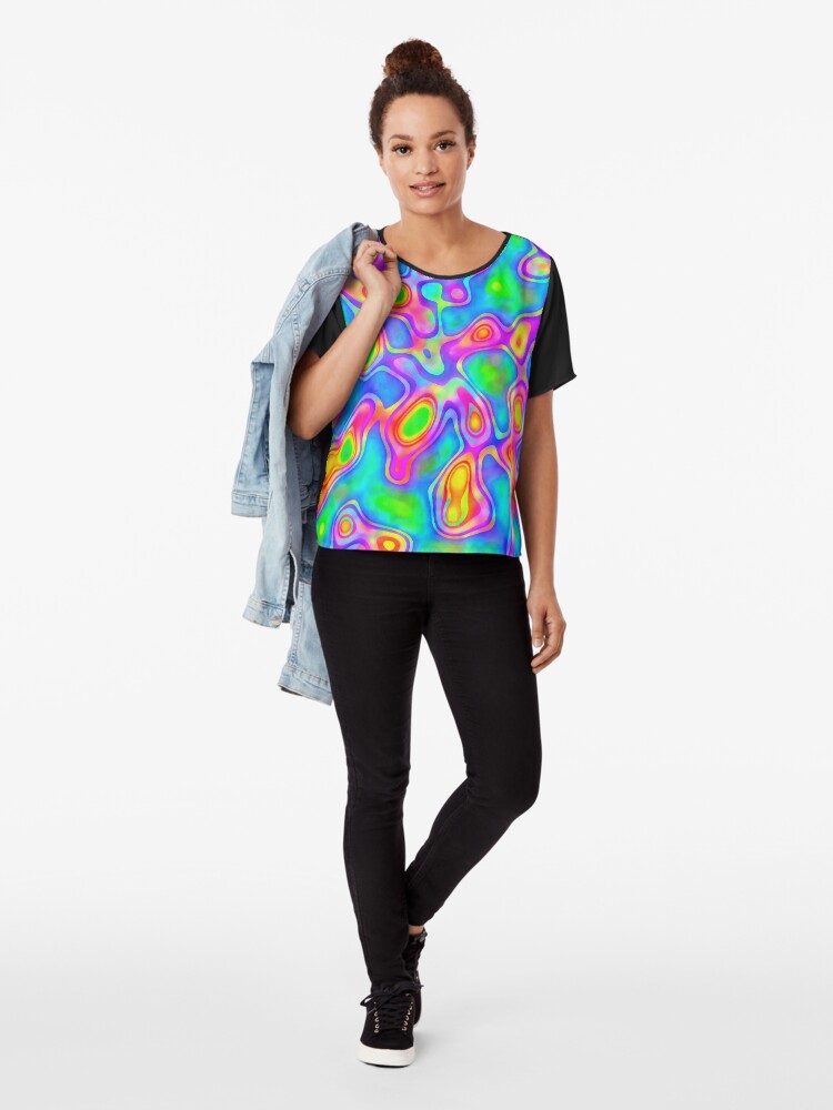 Alternate view of Random virtual color pixel abstraction Chiffon Top