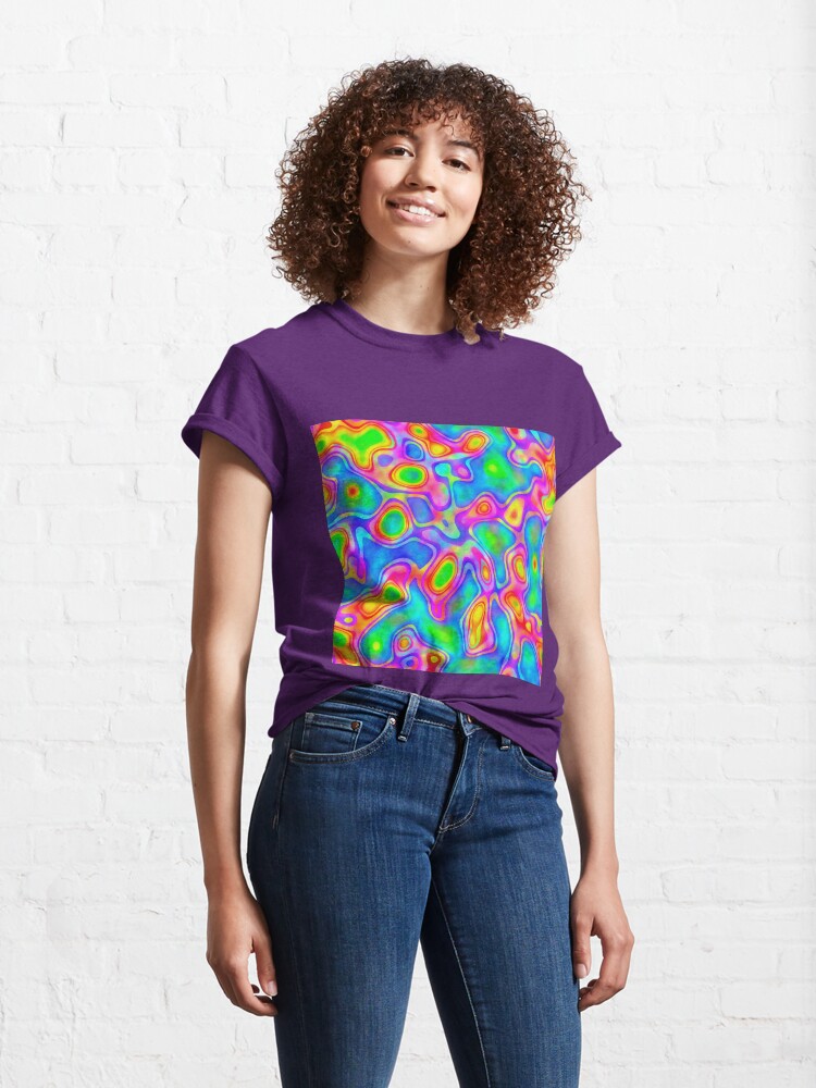 Thumbnail 4 of 7, Classic T-Shirt, Random virtual color pixel abstraction designed and sold by blackhalt.