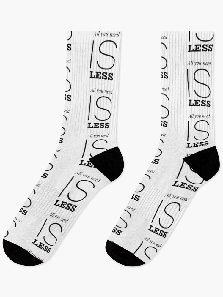 Imagen 1 de 5, Calcetines con la obra Motivational Inspirational and Positive quote - All you need is less typography text art by Word Fandom - wordfandom, diseñada y vendida por WordFandom.