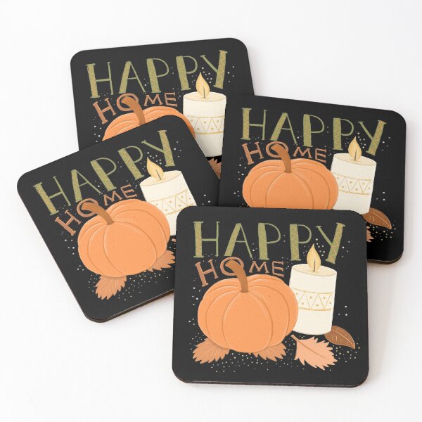 Item preview, HAPPY HOME with pumpkin and candle Hand Drawn designed and sold by jasmineberry.