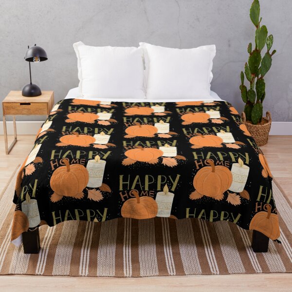 Item preview, HAPPY HOME with pumpkin and candle Hand Drawn designed and sold by jasmineberry.