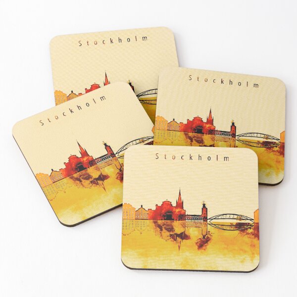 Item preview, Stockholm Sweden Red Yellow Skyline designed and sold by DimDom.
