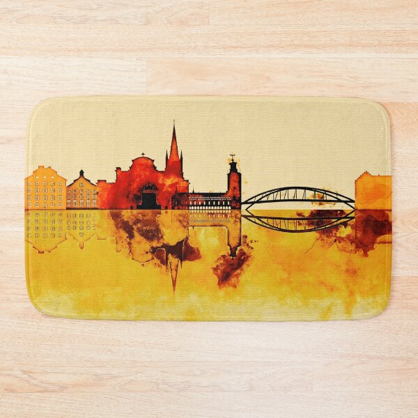 Item preview, Stockholm Sweden Red Yellow Skyline designed and sold by DimDom.