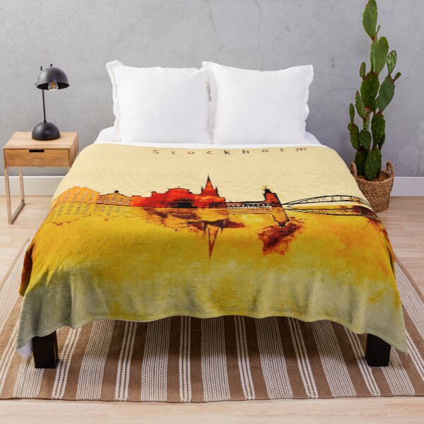 Item preview, Stockholm Sweden Red Yellow Skyline designed and sold by DimDom.