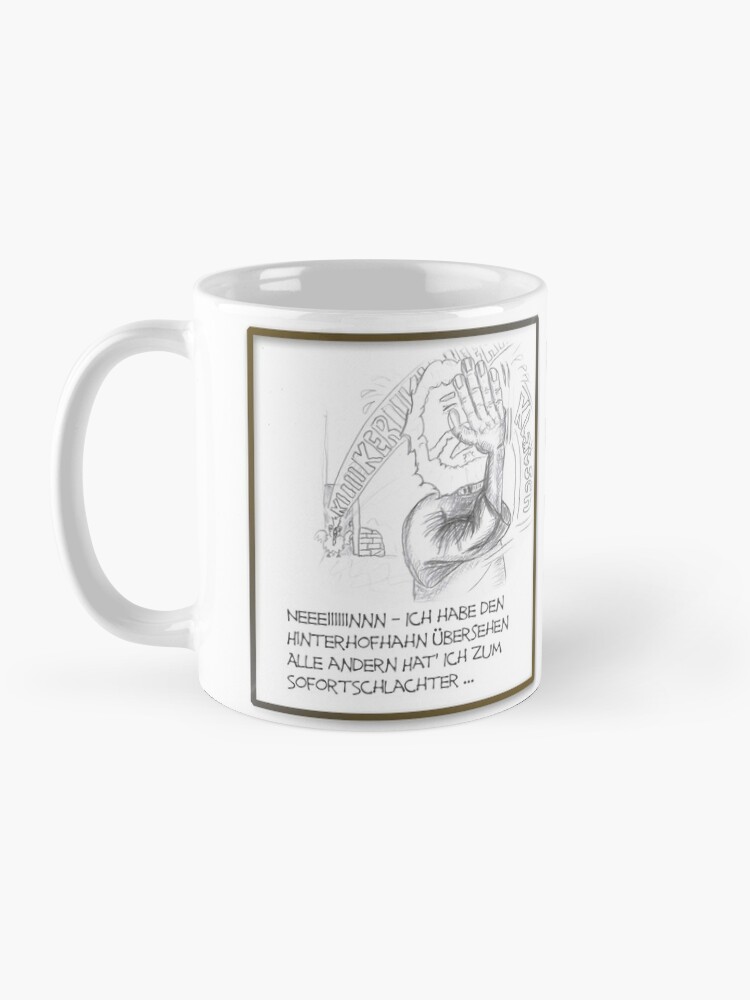 Alternative Ansicht von Petrus trifft Jesus - Cartoon-Design - Hahn kräht Tasse