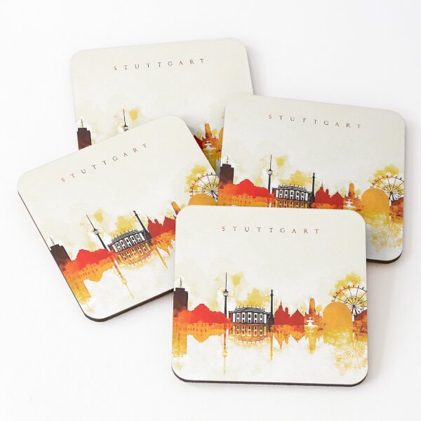 Item preview, Stuttgart Germany Red Yellow Skyline designed and sold by DimDom.