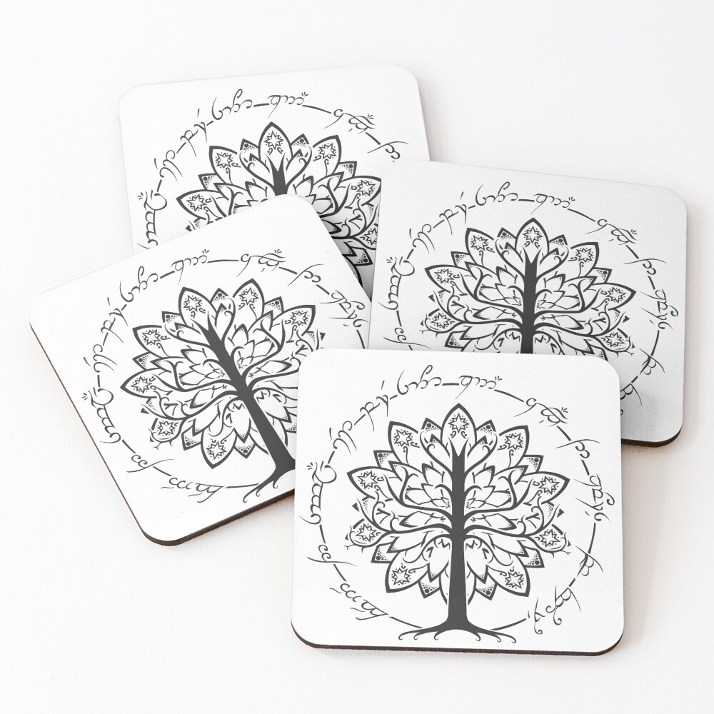 Minimalist White Tree Coasters (Set of 4)