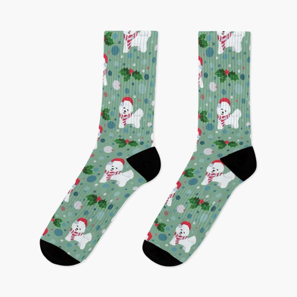 Item preview, Bichon Frise dog Christmas pattern designed and sold by Mari Anrua.