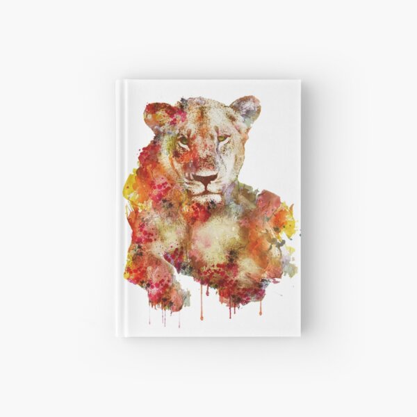 Resting Lioness in watercolor Hardcover Journal