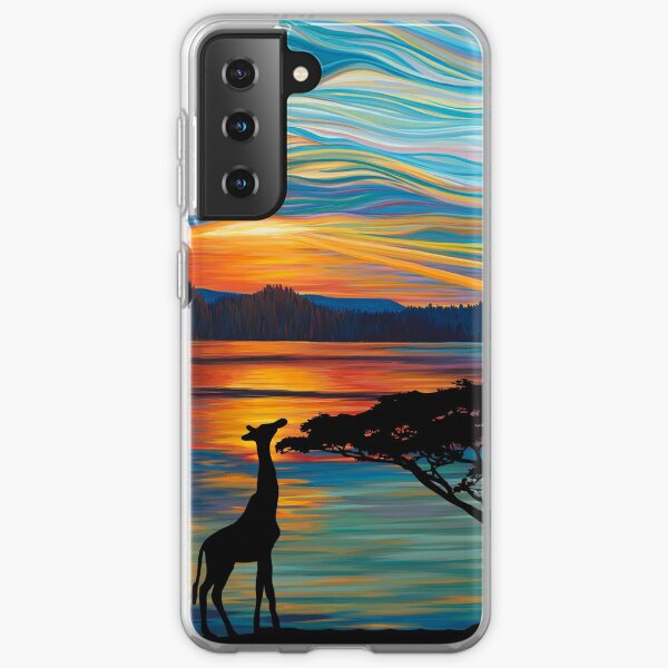 Extinction Rebellion Sunset Over Lake Savannah Safari Wild Animals Giraffe Elephants Samsung Galaxy Soft Case