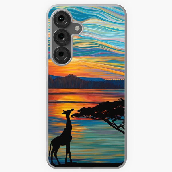 Item preview, Extinction Rebellion Sunset Over Lake Savannah Safari Wild Animals Giraffe Elephants  designed and sold by DavidLeeDesigns.