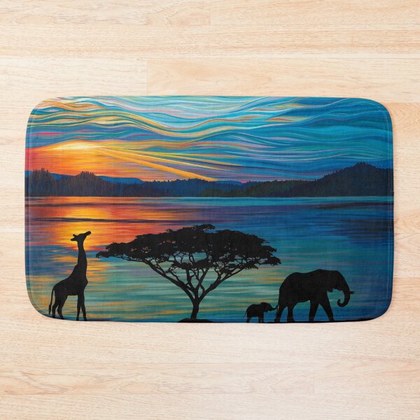 Item preview, Extinction Rebellion Sunset Over Lake Savannah Safari Wild Animals Giraffe Elephants  designed and sold by DavidLeeDesigns.