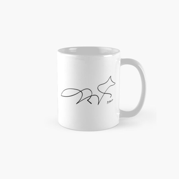 Pablo Picasso Line Art Wild Walking Fox Artwork Sketch black and white Hand Drawn ink Silhouette HD High Quality Classic Mug
