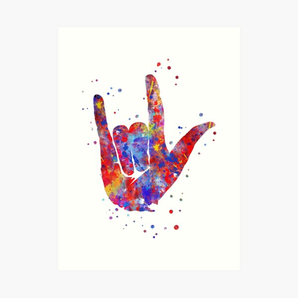 Asl Sign Language Peace Sign Love Sign Rock Sign Peace Love Rock Art Print By Rosaliartbook Redbubble