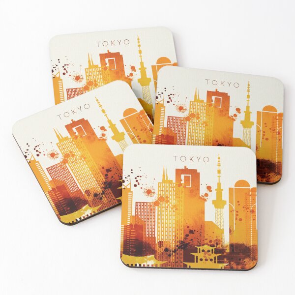 Item preview, Tokyo Japan Red Yellow Skyline designed and sold by DimDom.