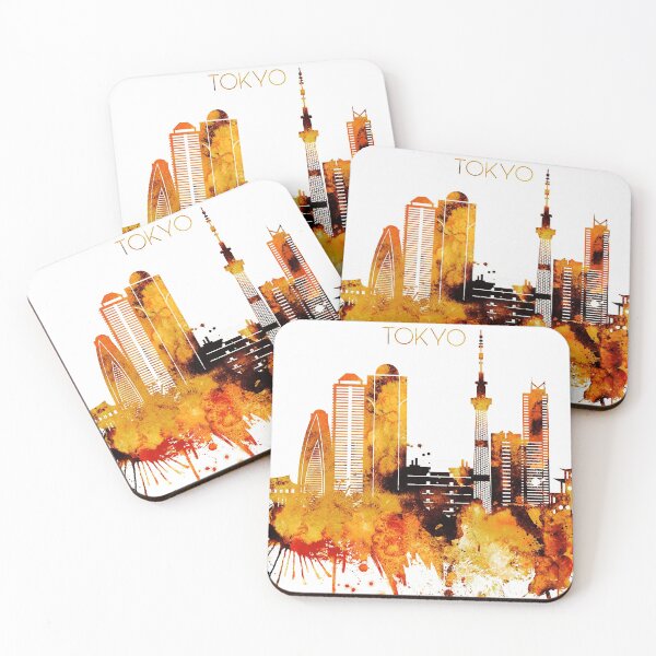 Item preview, Tokyo Japan Red Yellow Skyline designed and sold by DimDom.