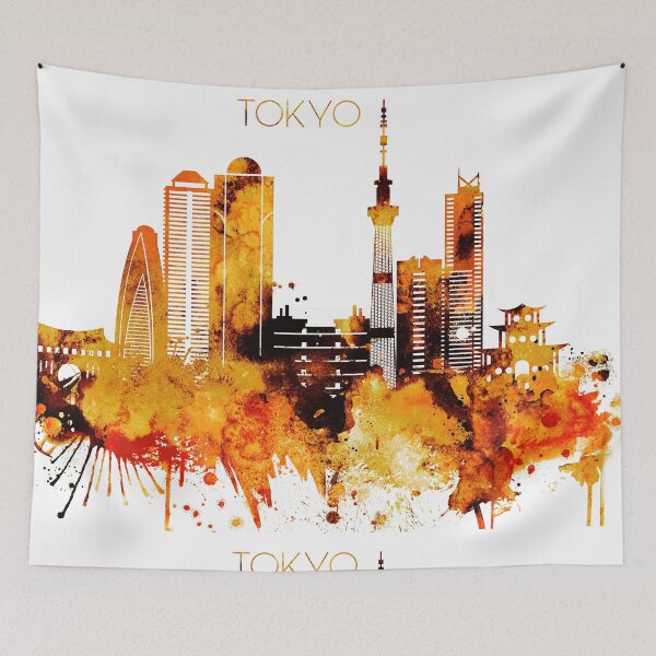 Item preview, Tokyo Japan Red Yellow Skyline designed and sold by DimDom.