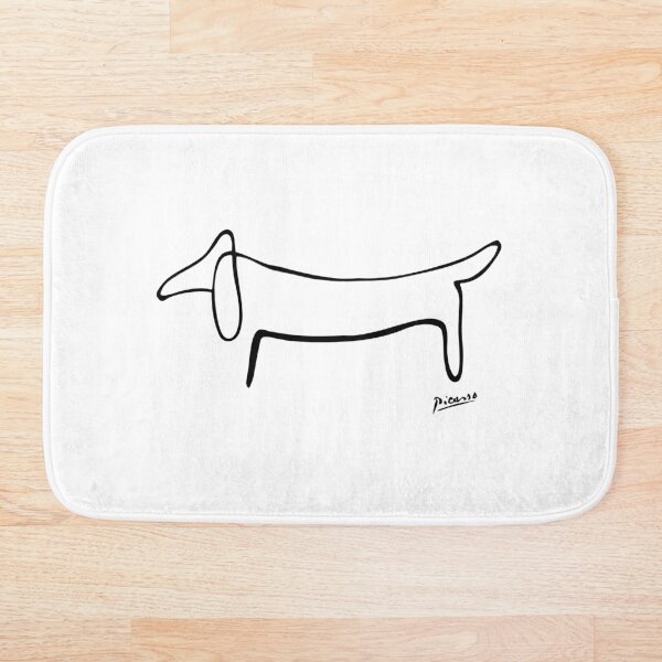 Pablo Picasso Line Art Wild Wiener Dog Dachshund Artwork Sketch black and white Hand Drawn ink Silhouette HD High Quality Bath Mat
