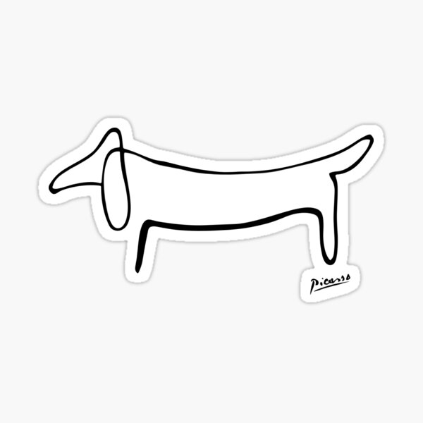 Pablo Picasso Line Art Wild Wiener Dog Dachshund Artwork Sketch black and white Hand Drawn ink Silhouette HD High Quality Sticker