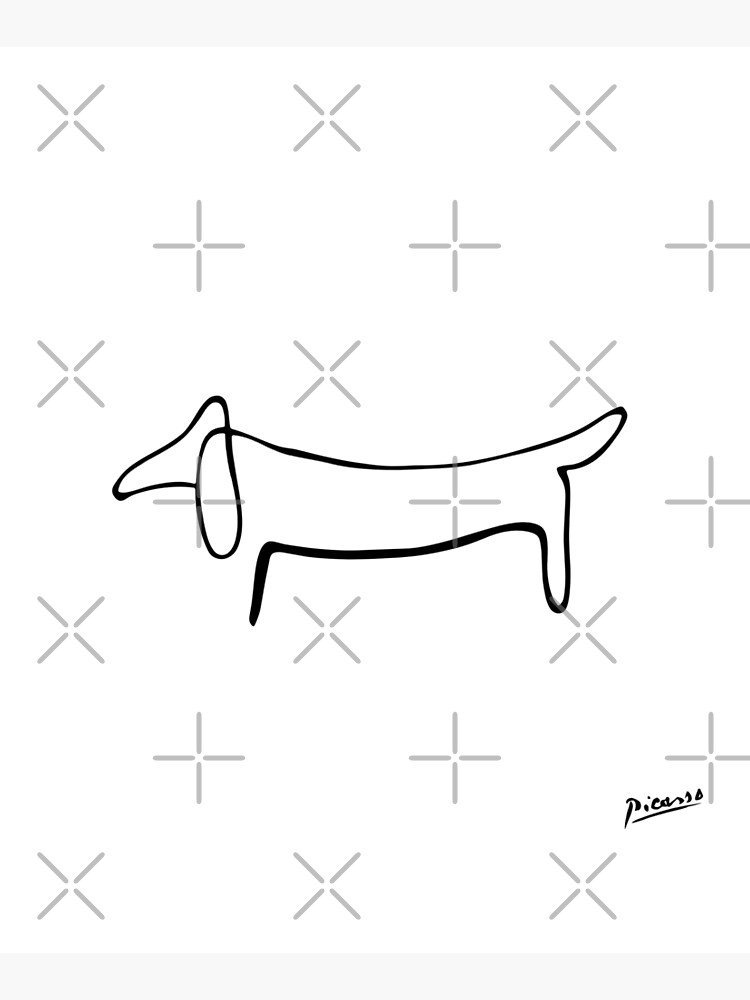 Pablo Picasso Line Art Wild Wiener Dog Dachshund Artwork Sketch black and white Hand Drawn ink Silhouette HD High Quality by iresist