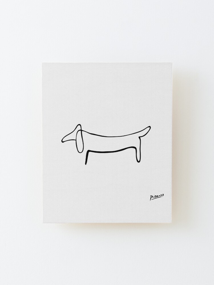 Alternate view of Pablo Picasso Line Art Wild Wiener Dog Dachshund Artwork Sketch black and white Hand Drawn ink Silhouette HD High Quality Mounted Print