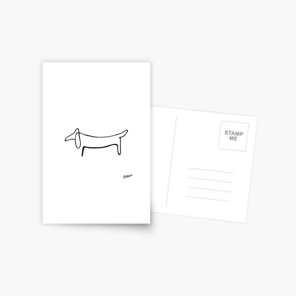 Pablo Picasso Line Art Wild Wiener Dog Dachshund Artwork Sketch black and white Hand Drawn ink Silhouette HD High Quality Postcard