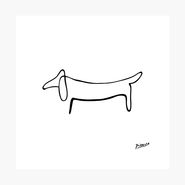 Pablo Picasso Line Art Wild Wiener Dog Dachshund Artwork Sketch black and white Hand Drawn ink Silhouette HD High Quality Photographic Print