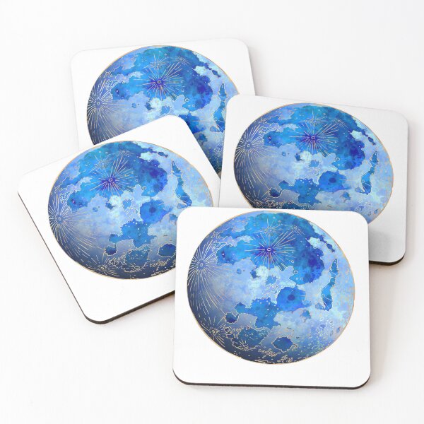 Item preview, blue watercolour moon designed and sold by MartaOlgaKlara.