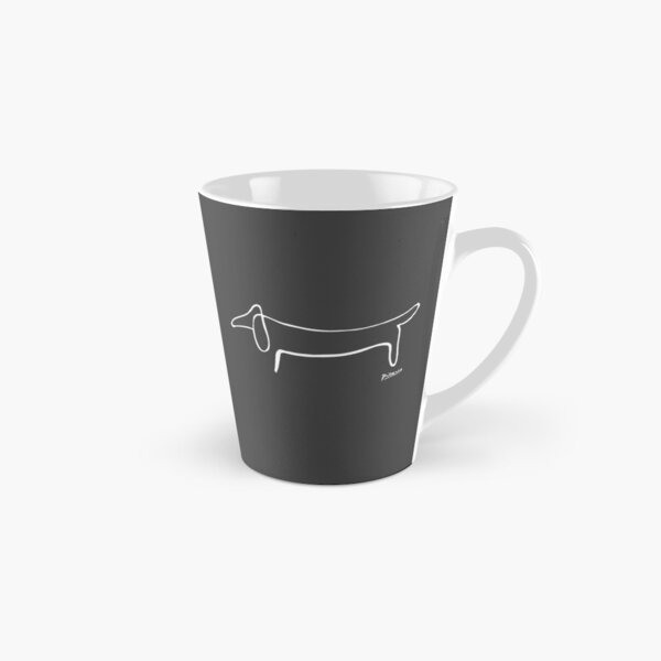 Pablo Picasso Line Art Wild Wiener Dog Dachshund Artwork Sketch black and white Hand Drawn ink Silhouette charcoal gray HD High Quality Tall Mug