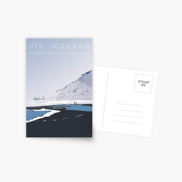 Vik Reynisfjara Black Sand Beach, Iceland Travel Poster Postcard