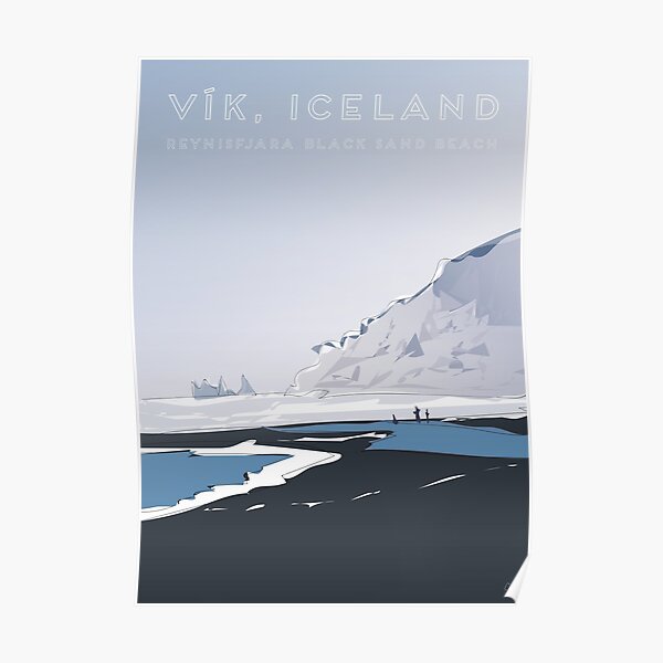 Schwarzer Sandstrand Vik Reynisfjara, Island-Reise-Plakat Poster