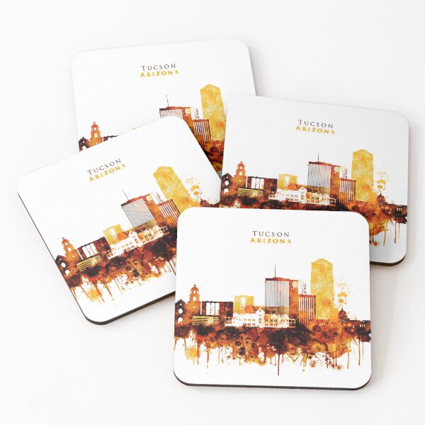 Item preview, Tucson Arizona Red Yellow Skyline designed and sold by DimDom.