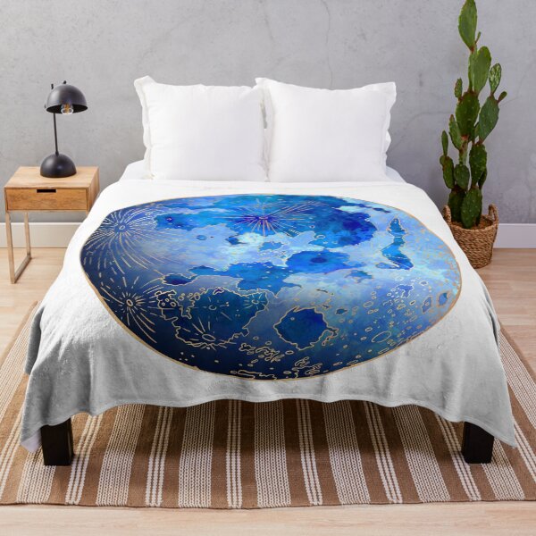 Item preview, blue watercolour moon designed and sold by MartaOlgaKlara.