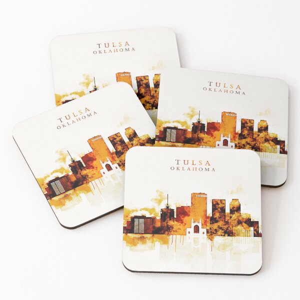 Item preview, Tulsa Oklahoma Red Yellow Skyline designed and sold by DimDom.