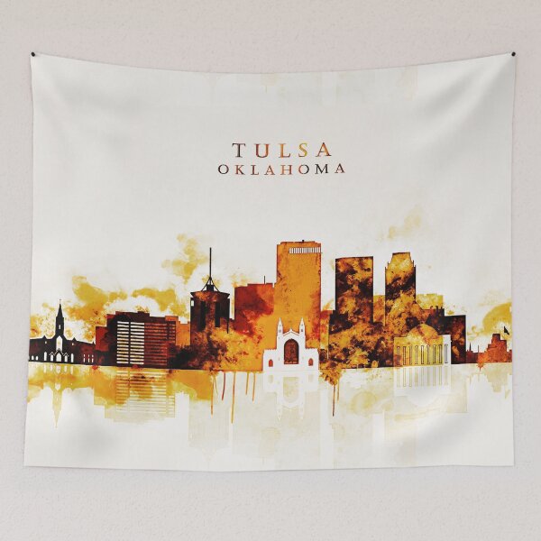 Item preview, Tulsa Oklahoma Red Yellow Skyline designed and sold by DimDom.