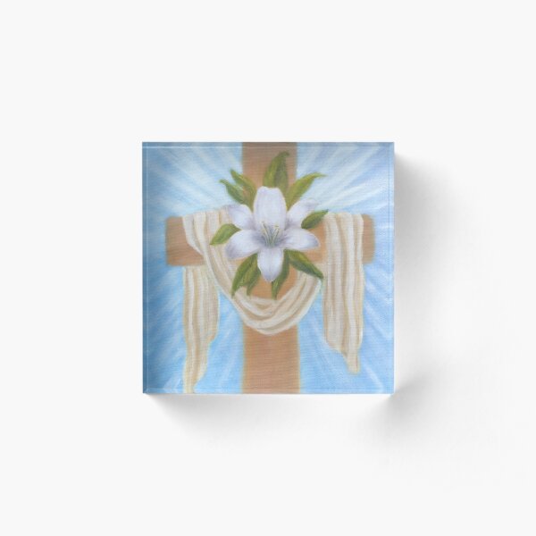 Easter Cross Acrylic Block